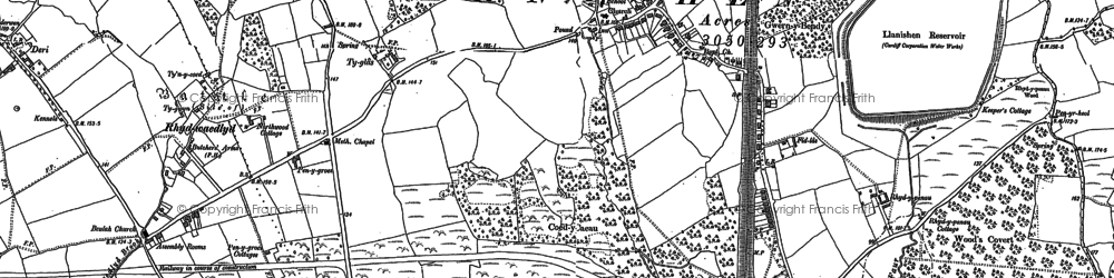 Old map of Llanishen in 1915