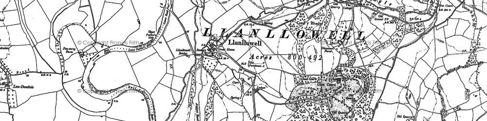 Old map of Llanllowell in 1900