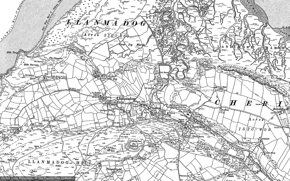 Old Map of Llanmadoc, 1896 in 1896