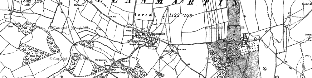 Old map of Llanmartin in 1900