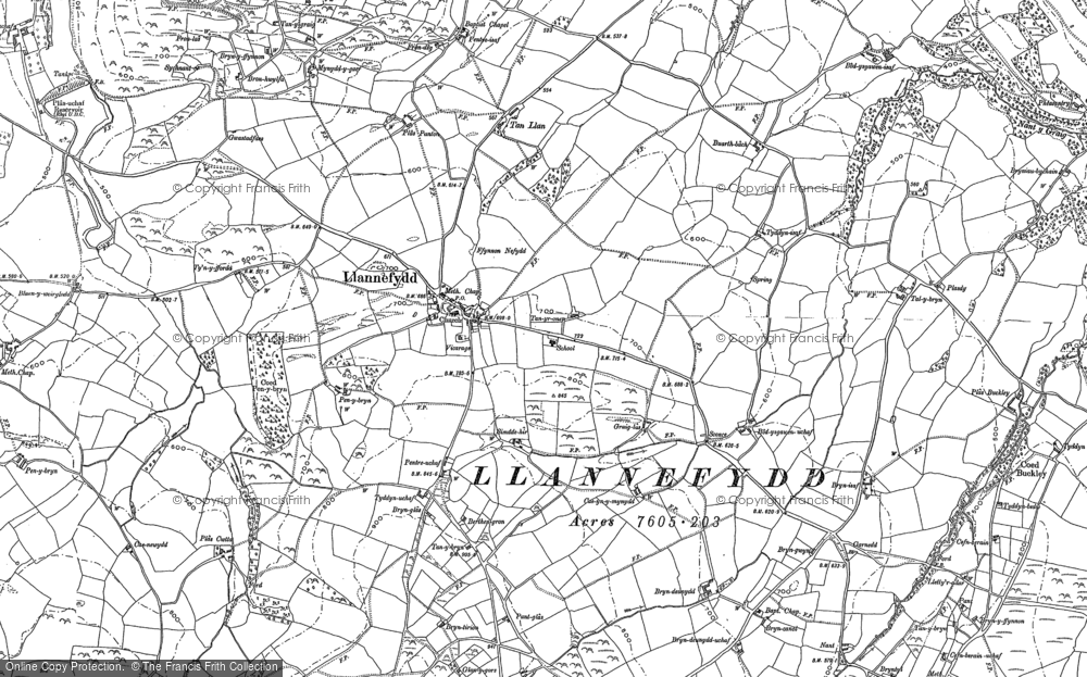 Old Map of Historic Map covering Bryn-cocyn in 1886