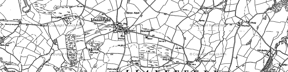 Old map of Bryn-cocyn in 1886