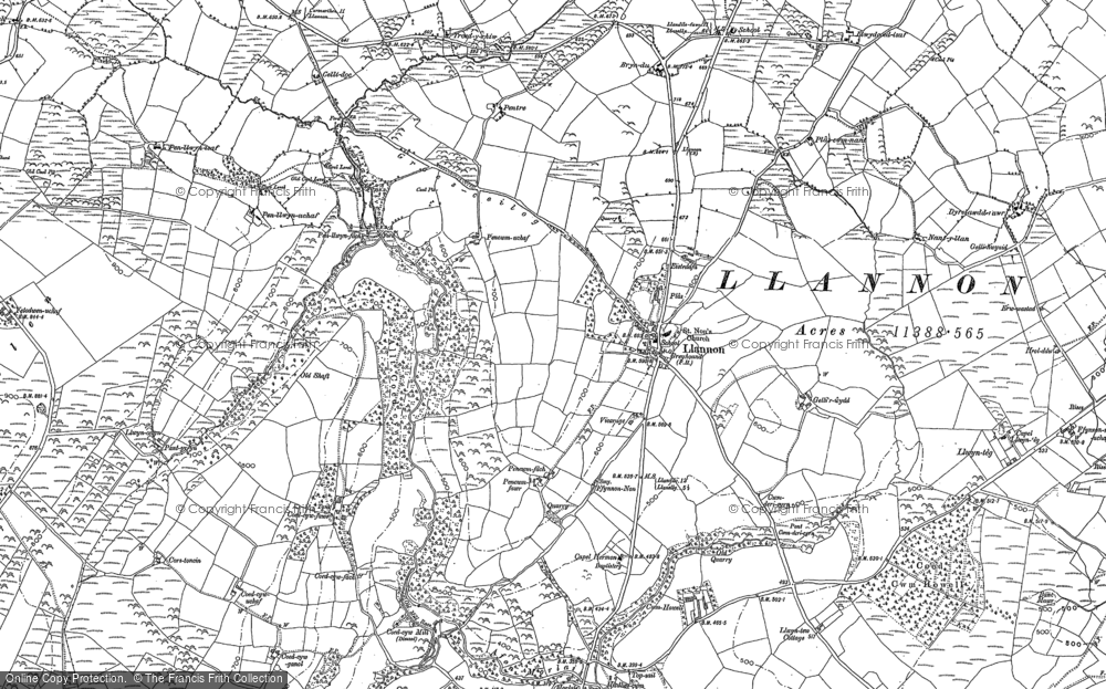 Old Map of Historic Map covering Llwyn-têg in 1878