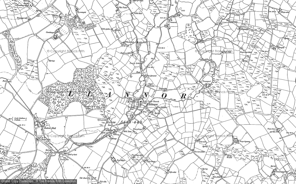 Old Map of Historic Map covering Bryn Rodyn in 1899