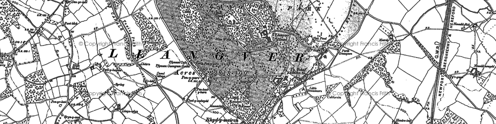 Old map of Llanover in 1899
