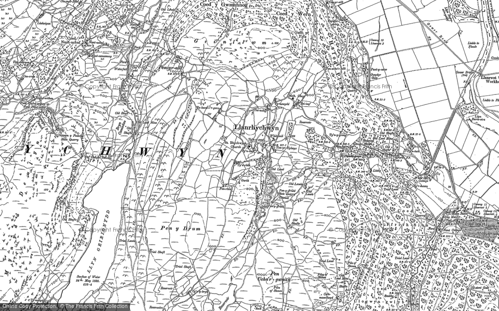 Old Map of Historic Map covering Afon Crafnant in 1887