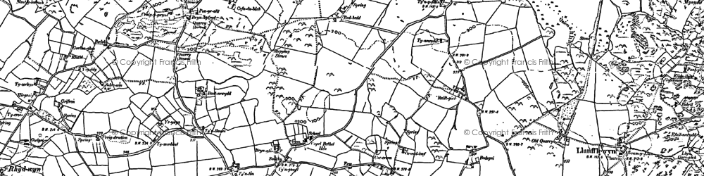 Old map of Llanrhyddlad in 1886