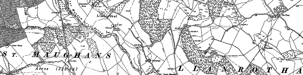 Old map of St Maughans Green in 1900