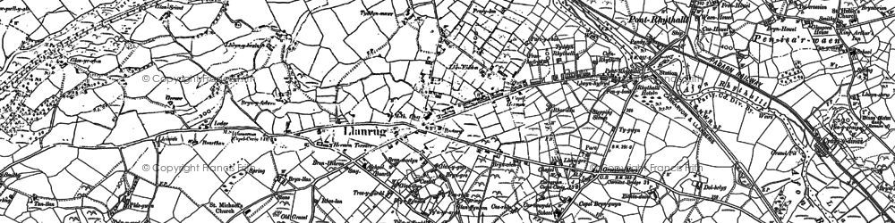 Old map of Llanrug in 1888
