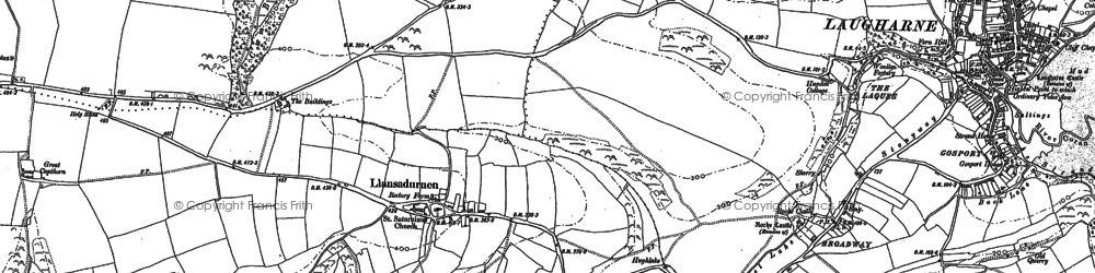 Old map of Llansadurnen in 1887