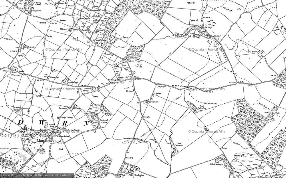 Old Map of Llansadwrn, 1888 - 1899 in 1888