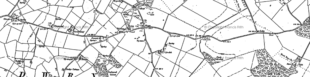 Old map of Llansadwrn in 1888