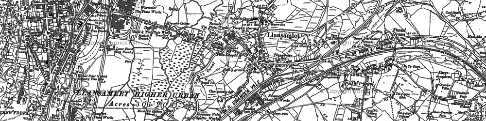 Old map of Llansamlet in 1897