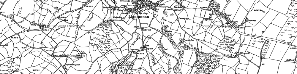 Old map of Bryn Rhyd-yr-Arian in 1899