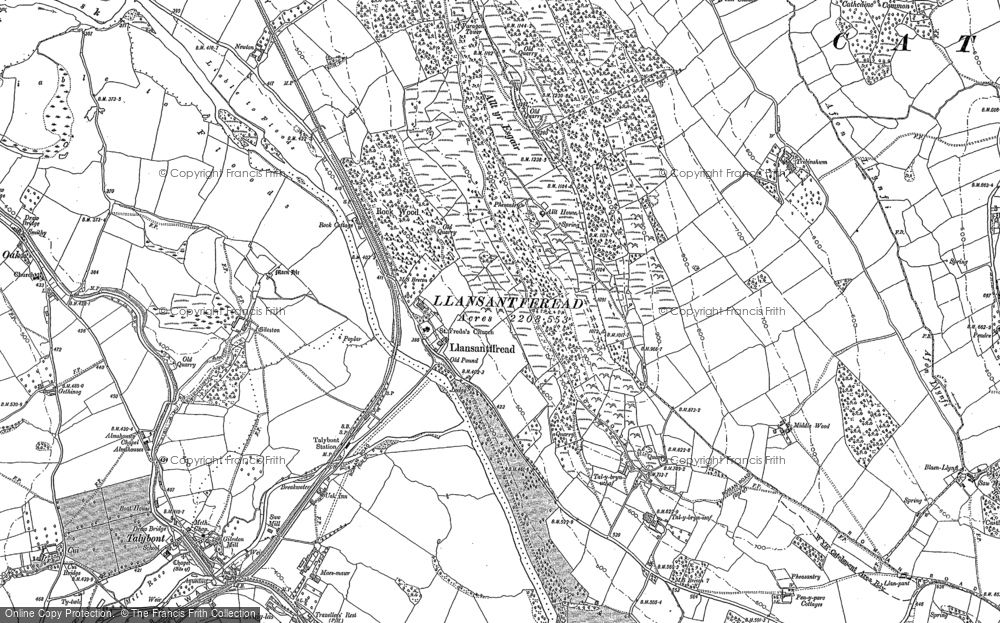 Old Map of Llansantffraed, 1886 in 1886