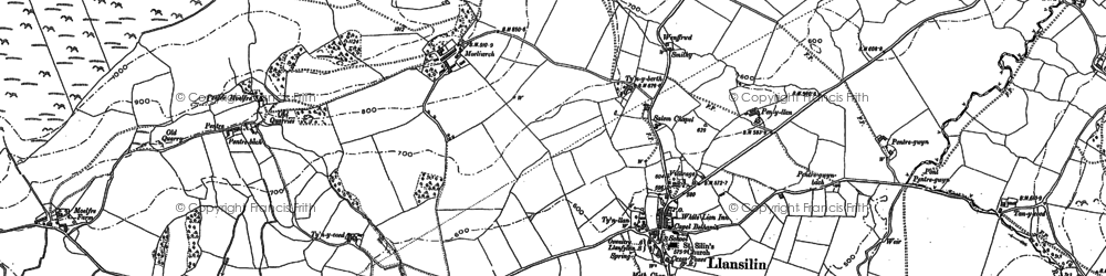 Old map of Llansilin in 1910