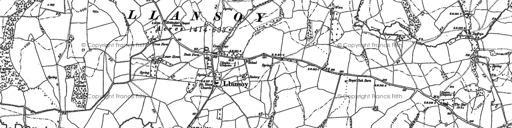 Old map of Llansoy in 1899