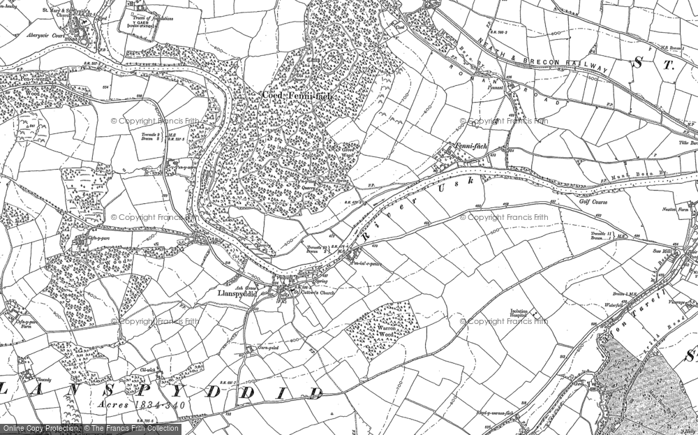 Old Map of Historic Map covering Fenni-fach in 1882