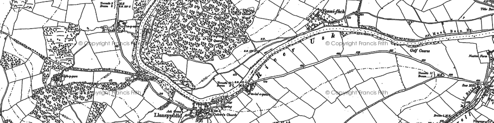 Old map of Llanspyddid in 1882