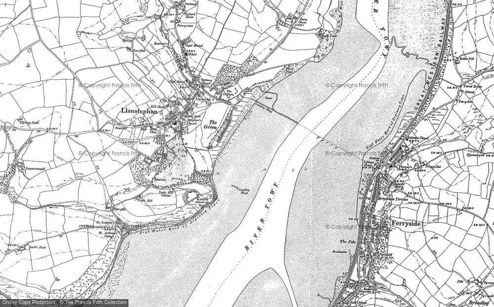 Old Map of Llansteffan, 1887 in 1887