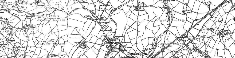 Old map of Afon Dyfrdwy in 1886