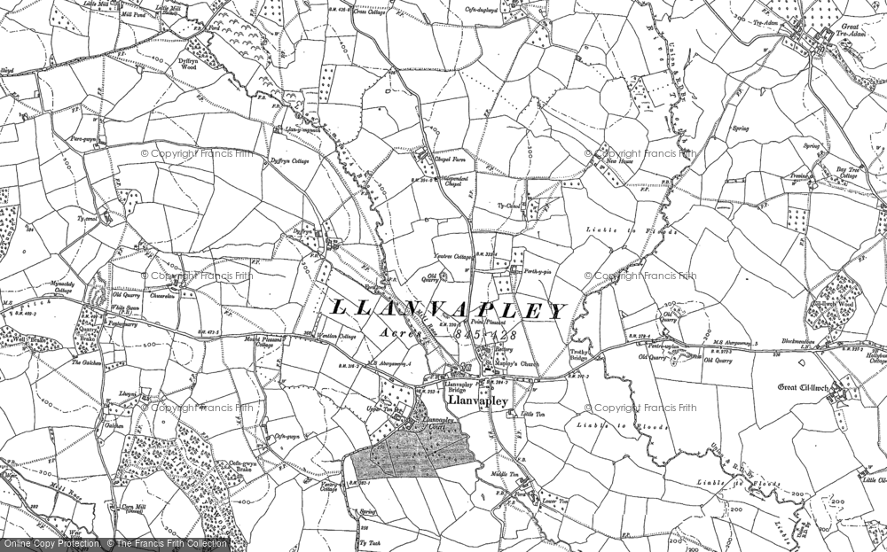 Old Map of Llanvapley, 1899 - 1900 in 1899