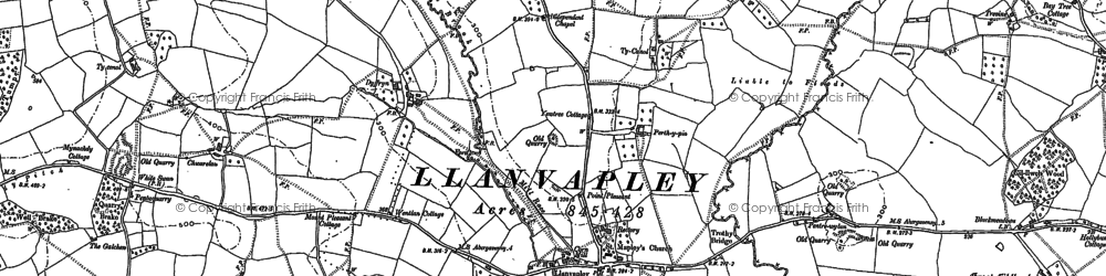 Old map of Llanvapley in 1899