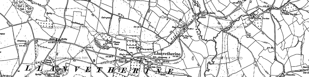 Old map of Llanvetherine in 1899