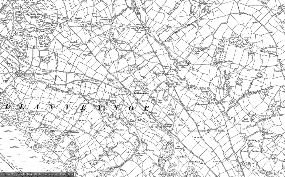 Old Map of Historic Map covering Brass Knoll in 1903