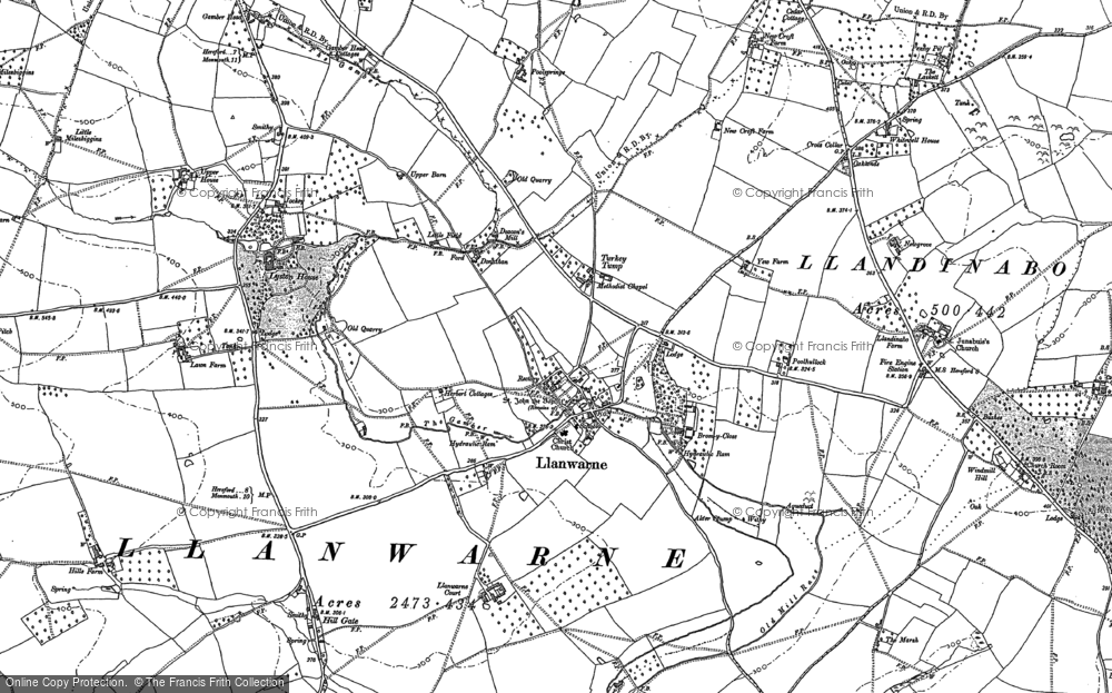 Old Map of Llanwarne, 1887 in 1887