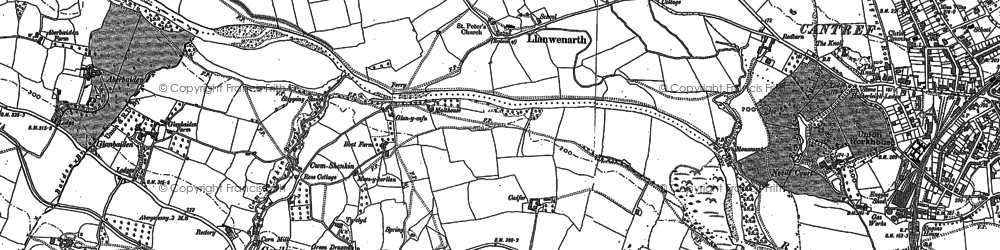 Old map of Llanwenarth in 1899