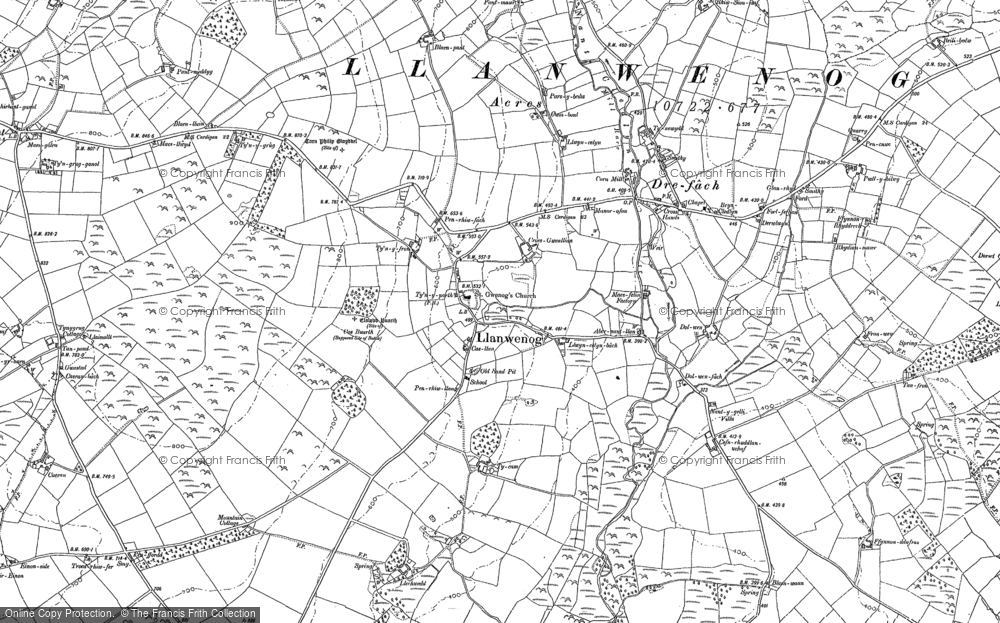 Old Map of Historic Map covering Dre-fach in 1904