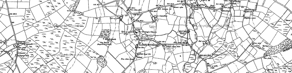 Old map of Llanwenog in 1904