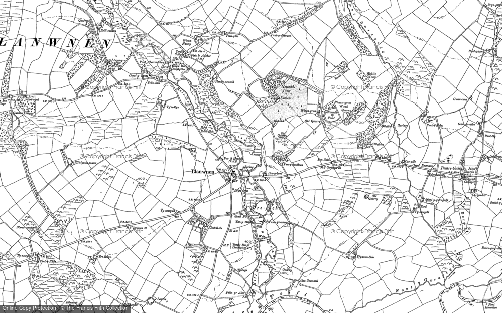 Old Map of Historic Map covering Cefn-bryn in 1887