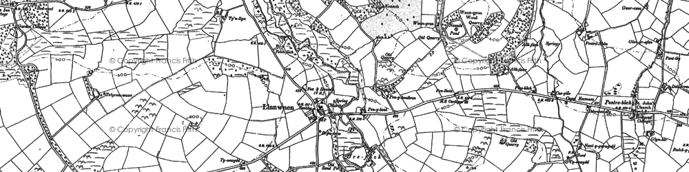 Old map of Cefn-bryn in 1887