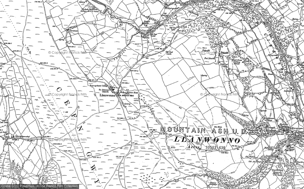 Old Map of Historic Map covering St Gwynno Forest in 1898