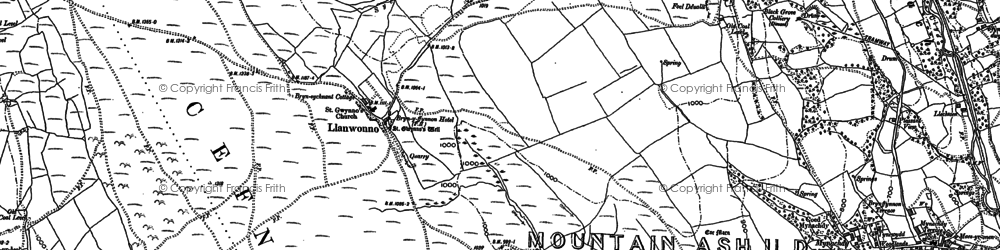 Old map of Llanwonno in 1898