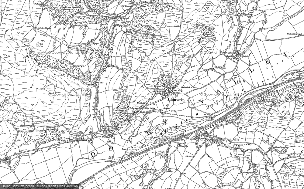 Old Map of Llanwrin, 1886 in 1886