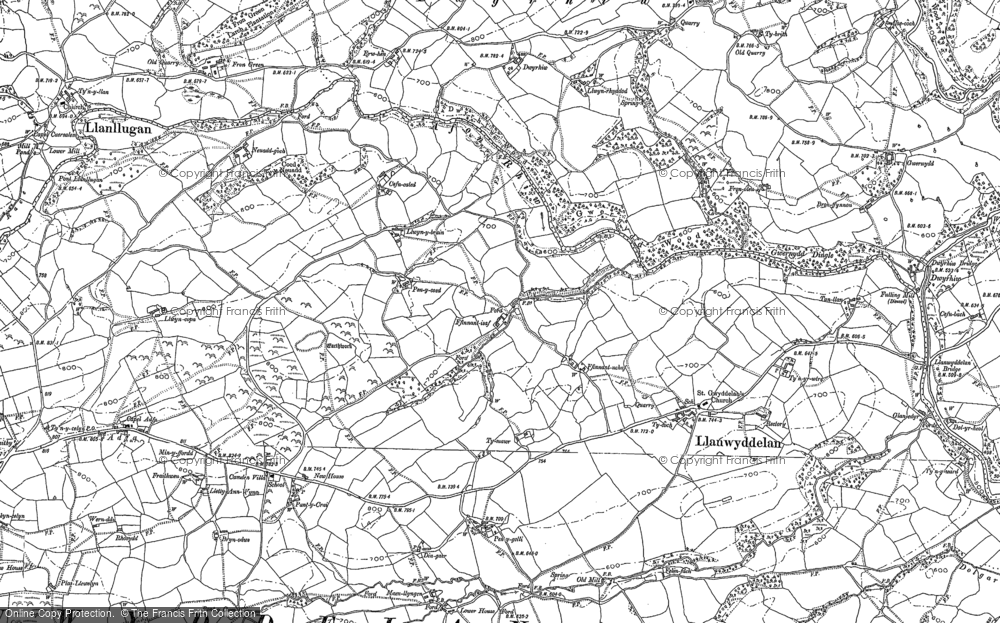 Old Map of Historic Map covering Aberclawdd in 1884