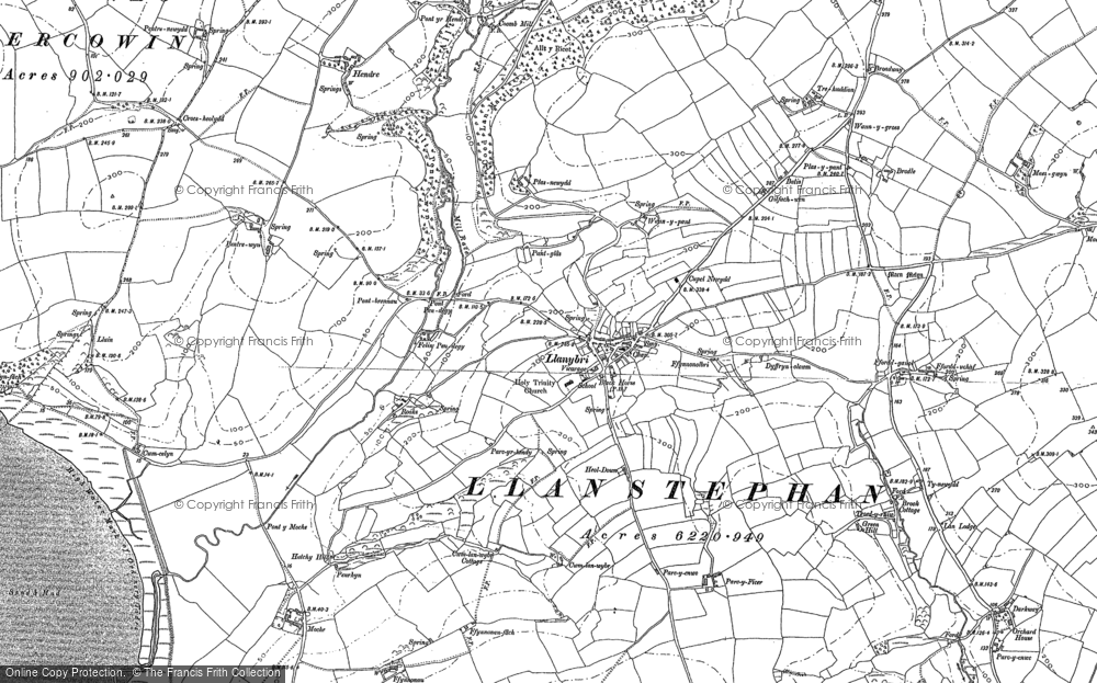 Old Map of Historic Map covering Maen Melyn in 1887