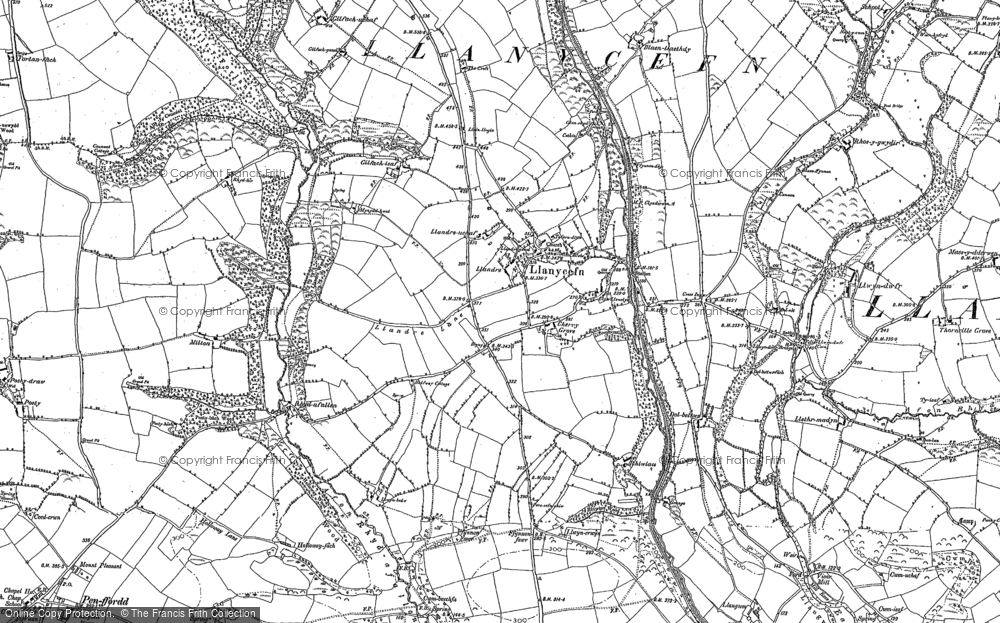 Old Map of Historic Map covering Afon Rhyd-y-bil in 1887