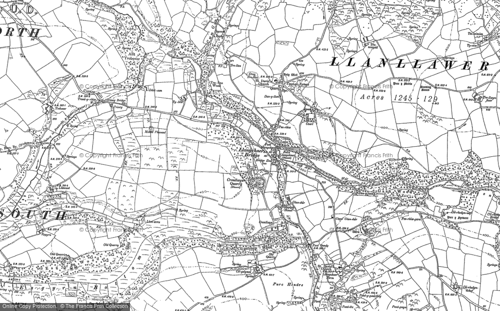 Old Map of Historic Map covering Afon Gwaun in 1887