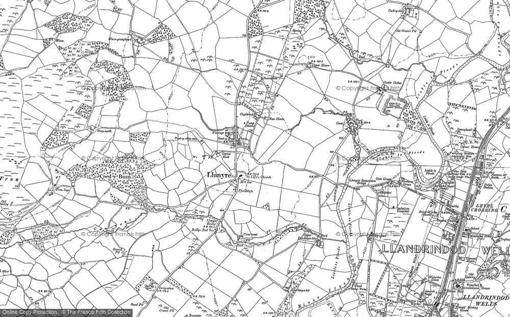 Old Map of Llanyre, 1887 - 1902 in 1887