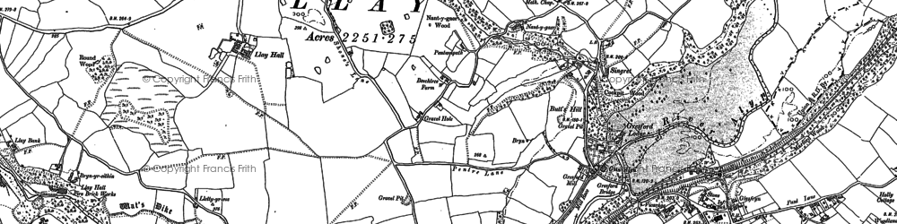 Old map of Llay in 1909