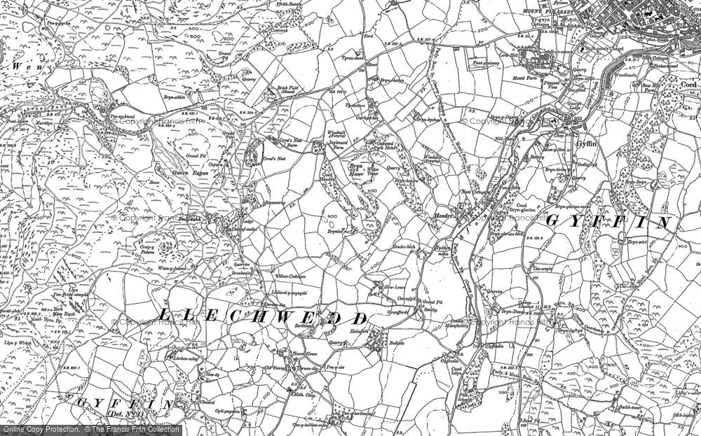 Old Map of Historic Map covering Bryn Rhedyn in 1899