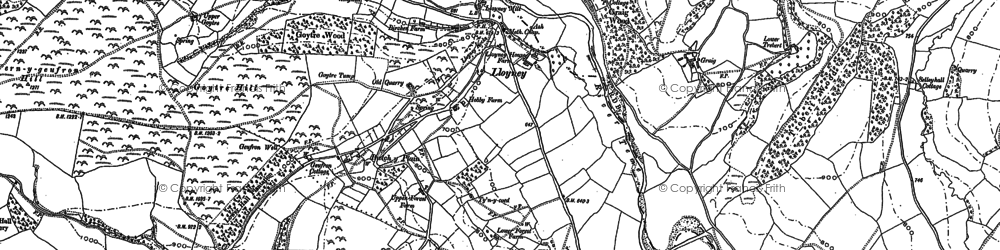 Old map of Lloyney in 1887