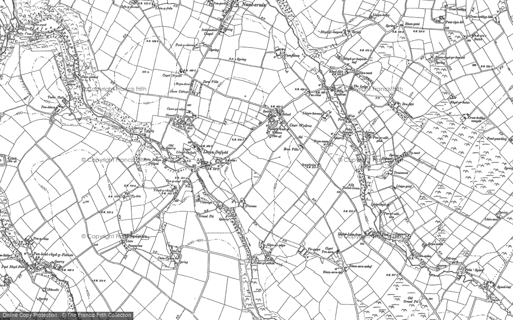 Old Map of Historic Map covering Afon Ffynnon-Ddewi in 1904