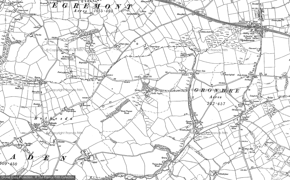 Old Map of Llwyndyrys, 1887 in 1887