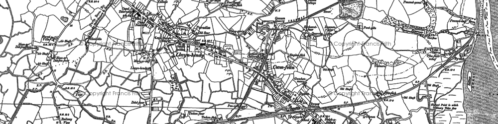 Old map of Llwynhendy in 1905
