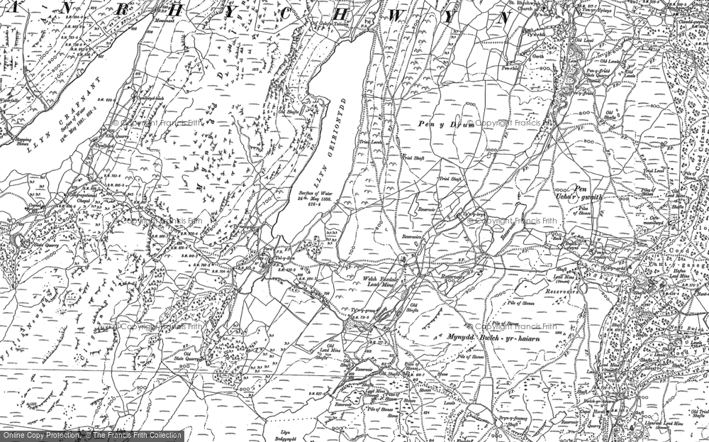 Old Map of Llyn Geirionydd, 1887 - 1899 in 1887
